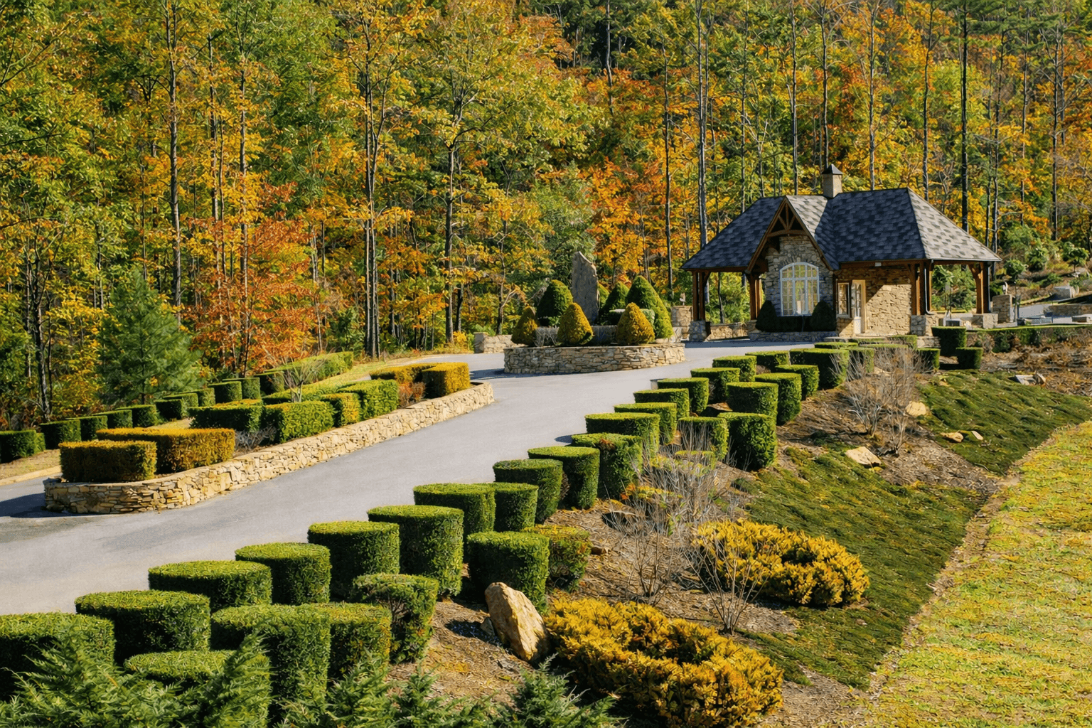 Gated entrance to Vista at Bill’s Mountain, Lake Lure NC