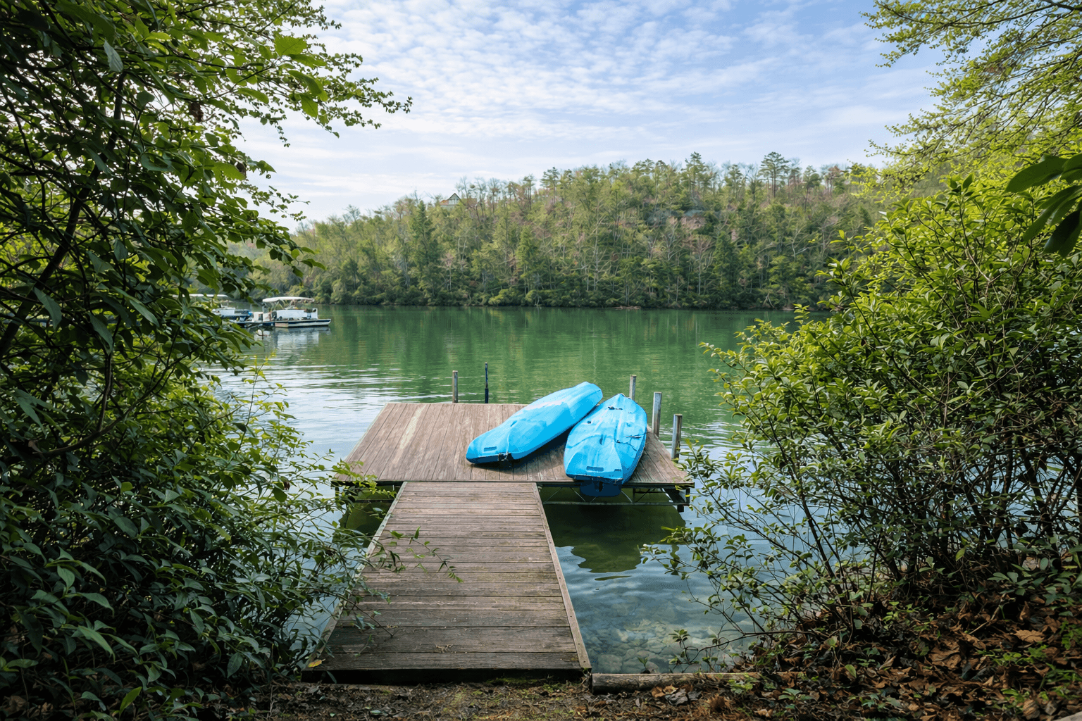 Floating dock included with waterfront lot on Lake Adger, Mill Spring NC