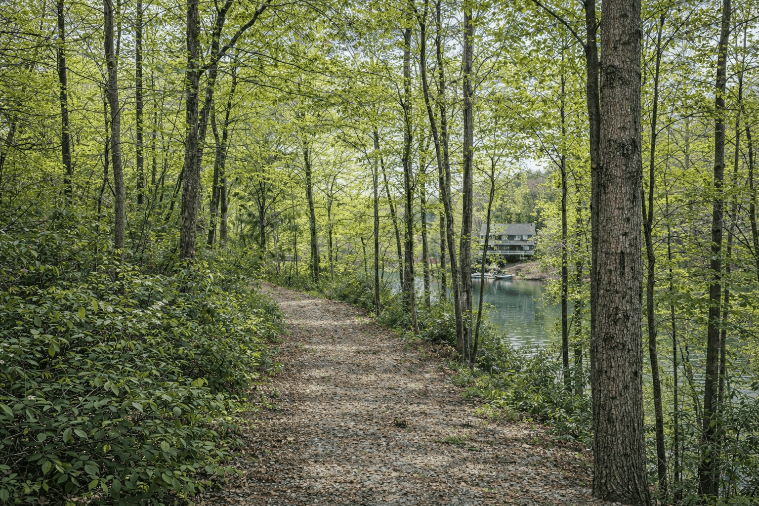 Gravel path to waterfront, Lake Adger lot, Polk County NC