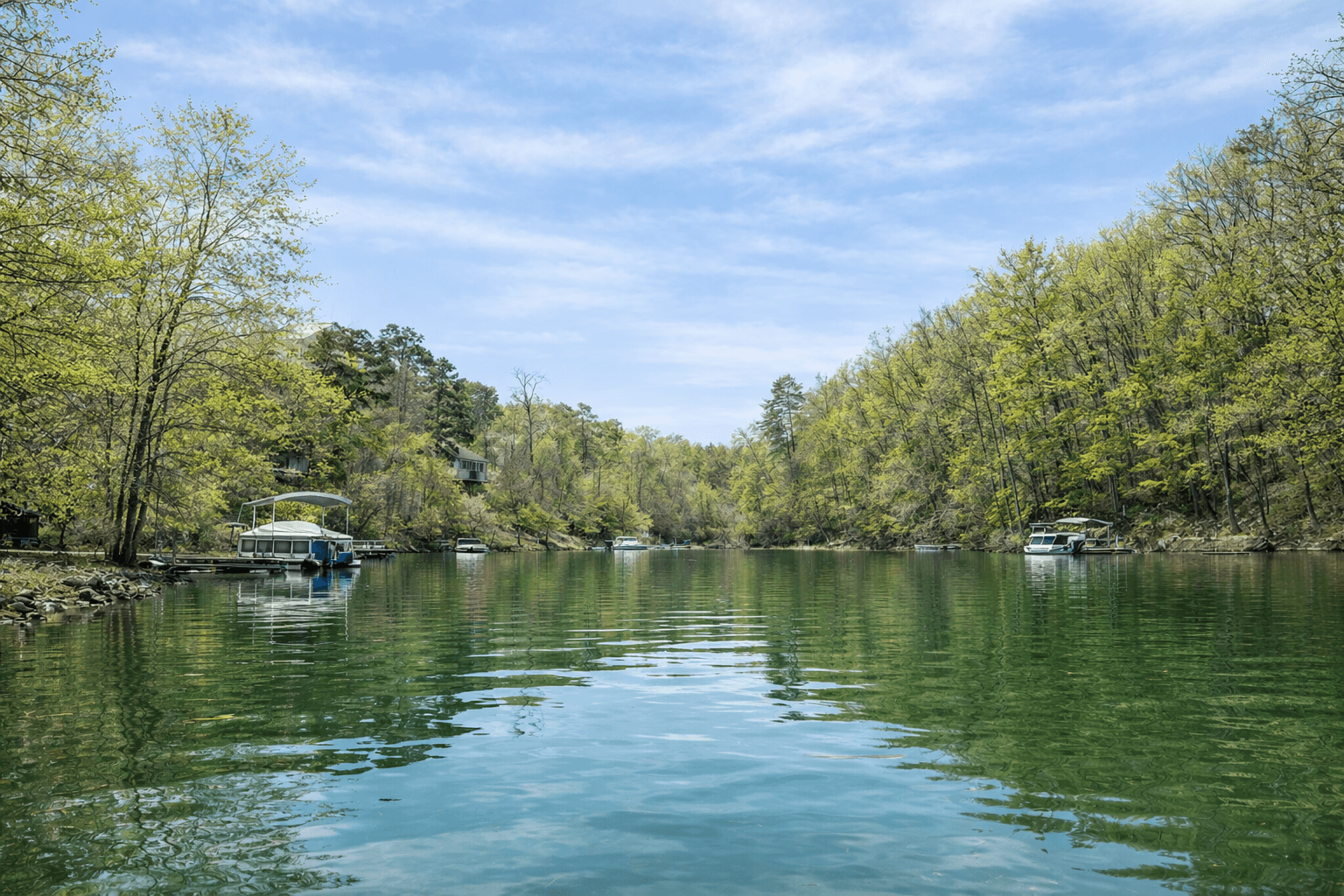 Lake Adger Parkway waterfront lot on north-facing cove, Mill Spring NC