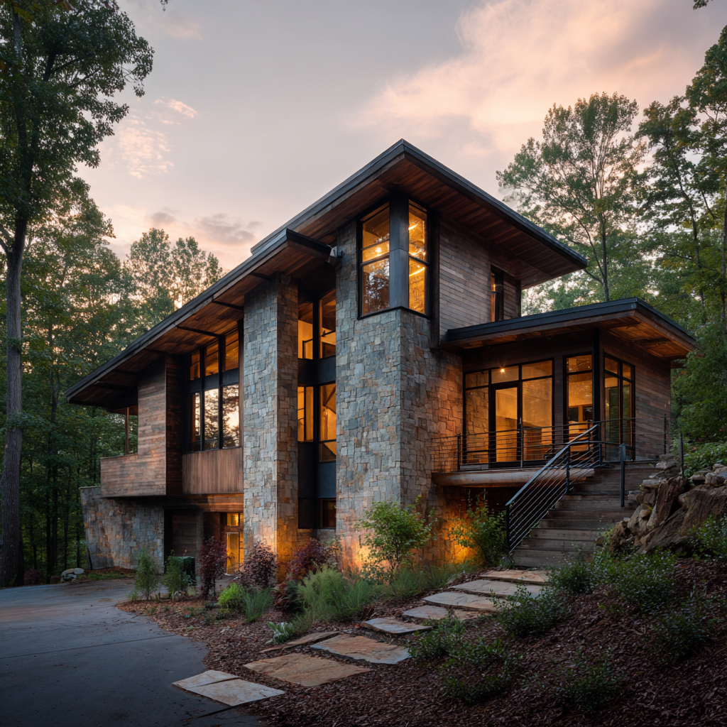 Modern mountain home with clean architectural lines