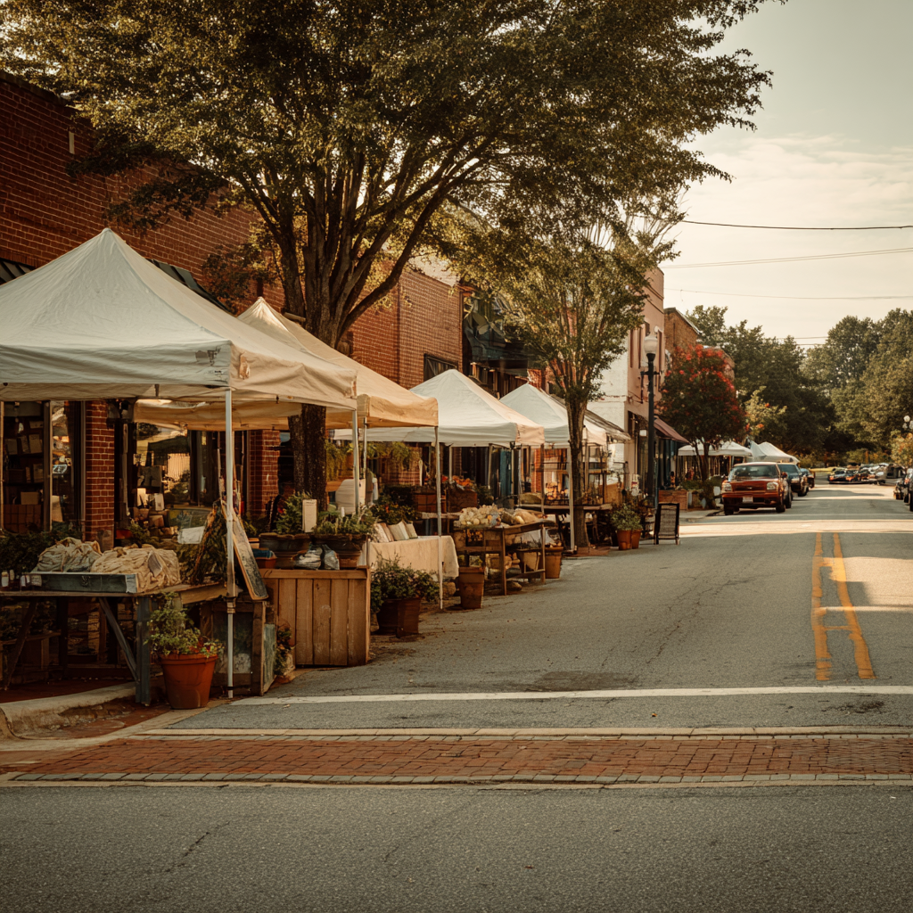 Morning farmers market with local vendors